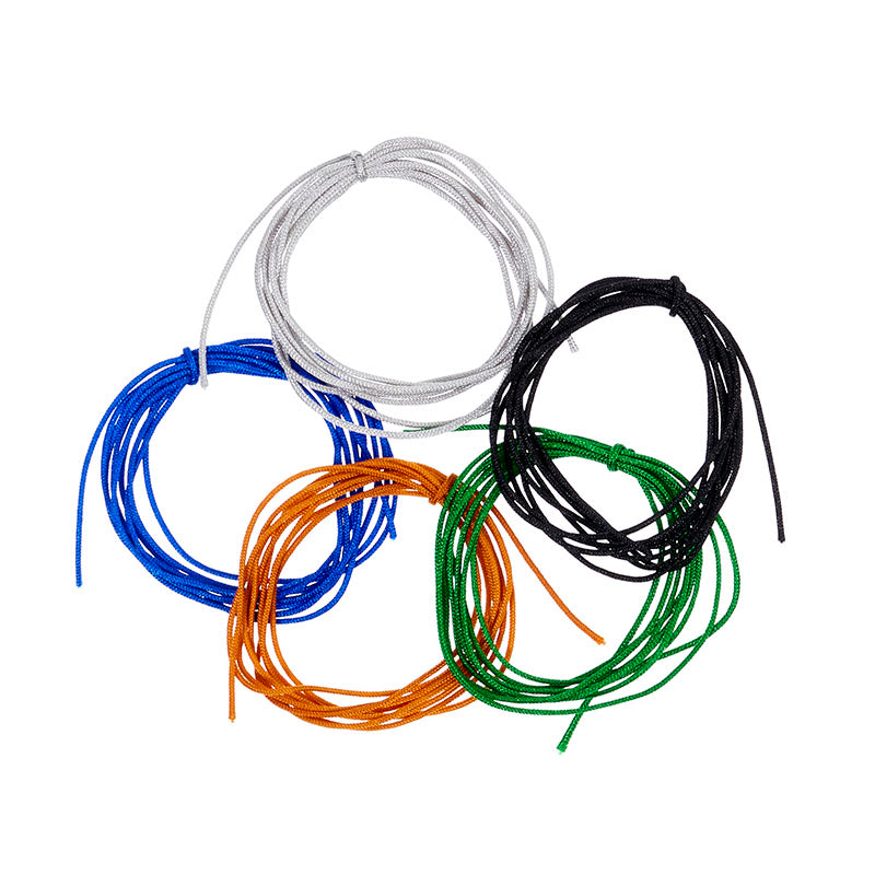 Nylon cord - 5 x 1 meter, blue, brown, green, black, white 