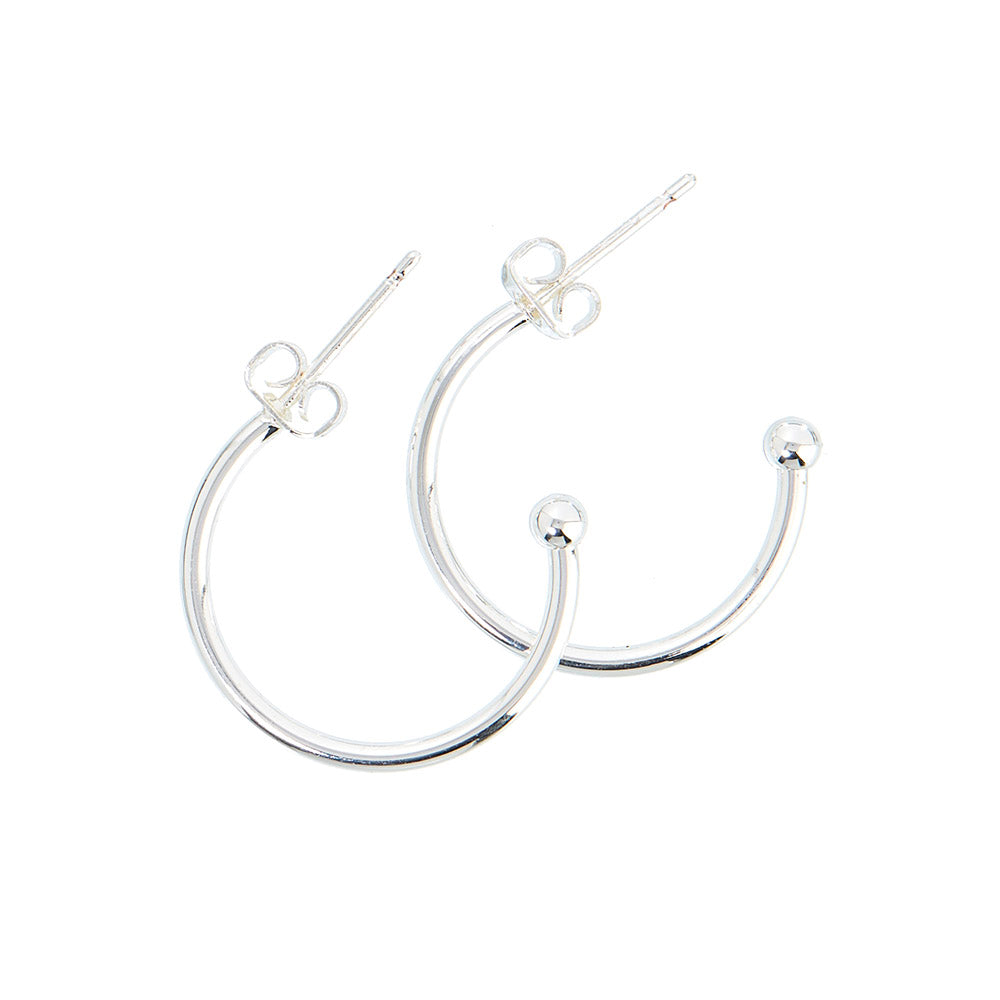 Hoops, 20mm, 925S Sterling Silver Plated, 1 Pair