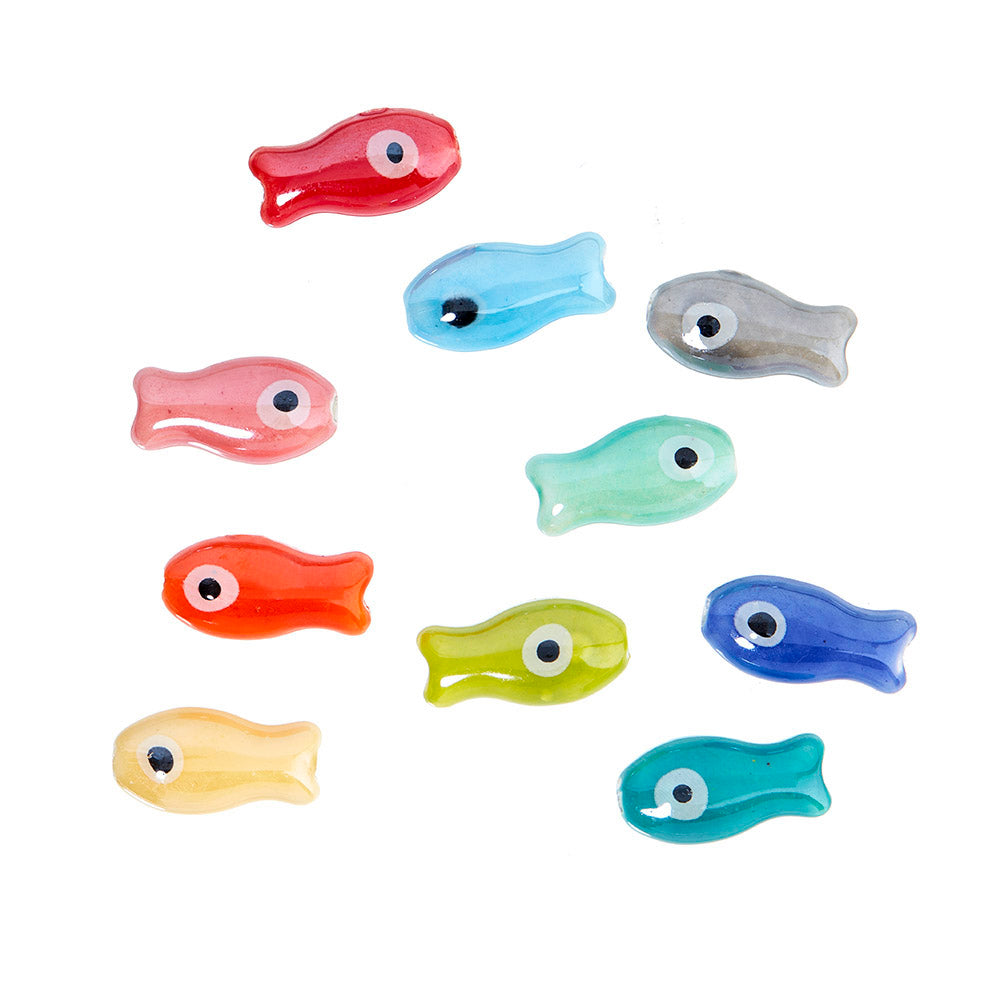 Fish in porcelain - 10 pieces, 20 x 10 mm
