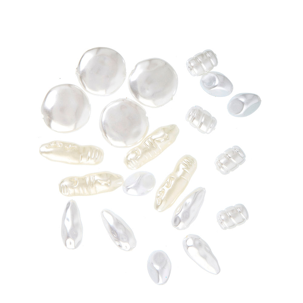 Oversize shell pearls - white, mix, 20 pcs