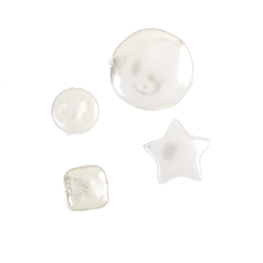 Shell pearls - white, mix, 4 pcs